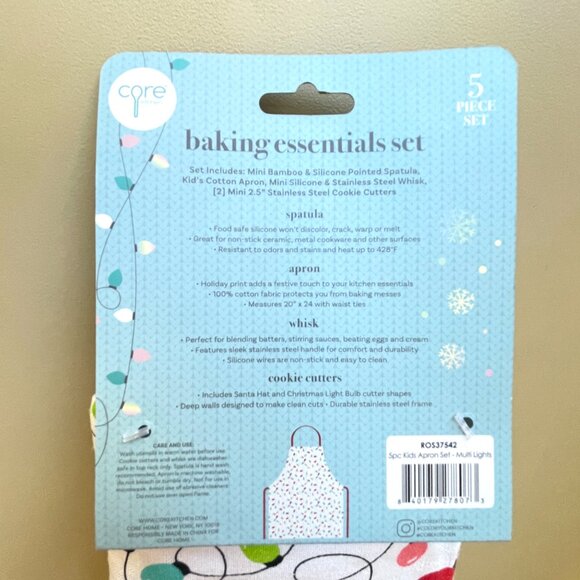 New Core Kids Baking Essentials Set Apron 5 Pc Christmas Holiday Colorful NWT - Picture 4 of 5